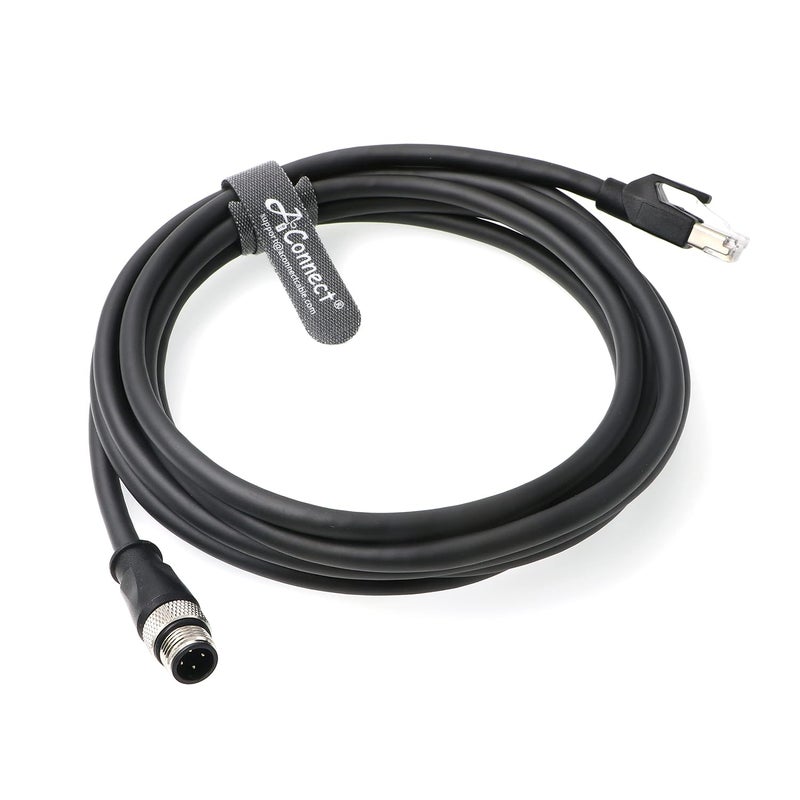 AConnect M12-4Pin-RJ45-Cat5e-Cable D-Code 4 Pin Male to RJ45 Male Cat5e Ethernet Shielded Cable for Industrial Camera High Flex Waterproof 5M - Image 4